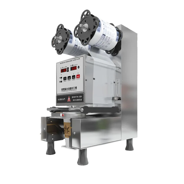 

Коммерческое оборудование для магазина чая с молоком. Автоматическая интеллектуальная машина для запечатывания чашек из нержавеющей стали. Машина для запечатывания чашек калибра 90/955.