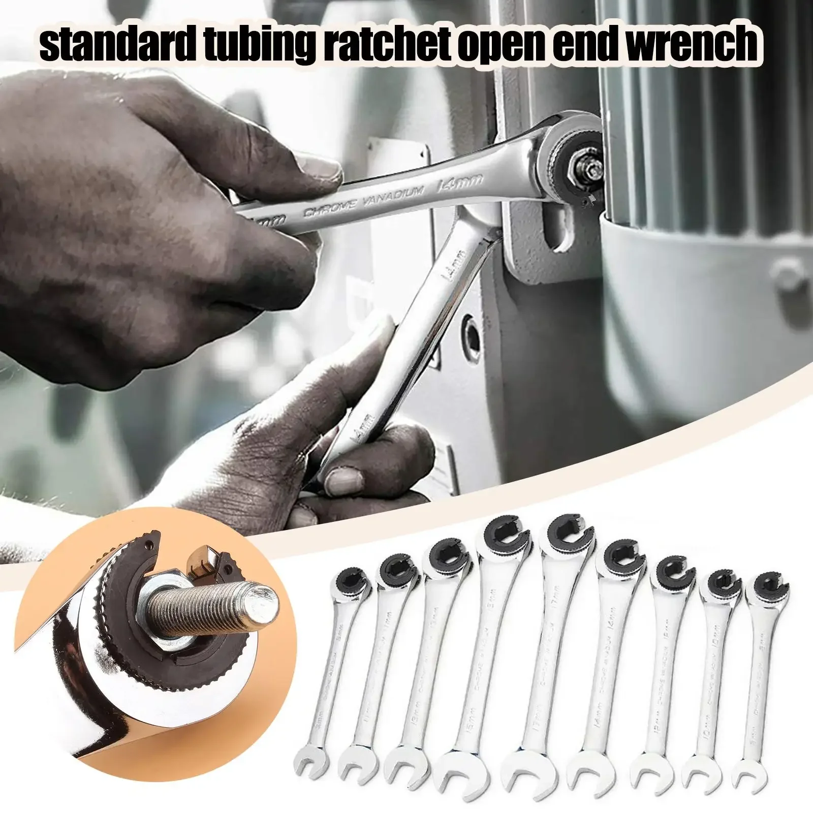 1pc Open Ratcheting Combination Wrench Set Metric Ratchet Dual-purpose Wrenches CrV Gear Spanner Home Repair Hand Tools