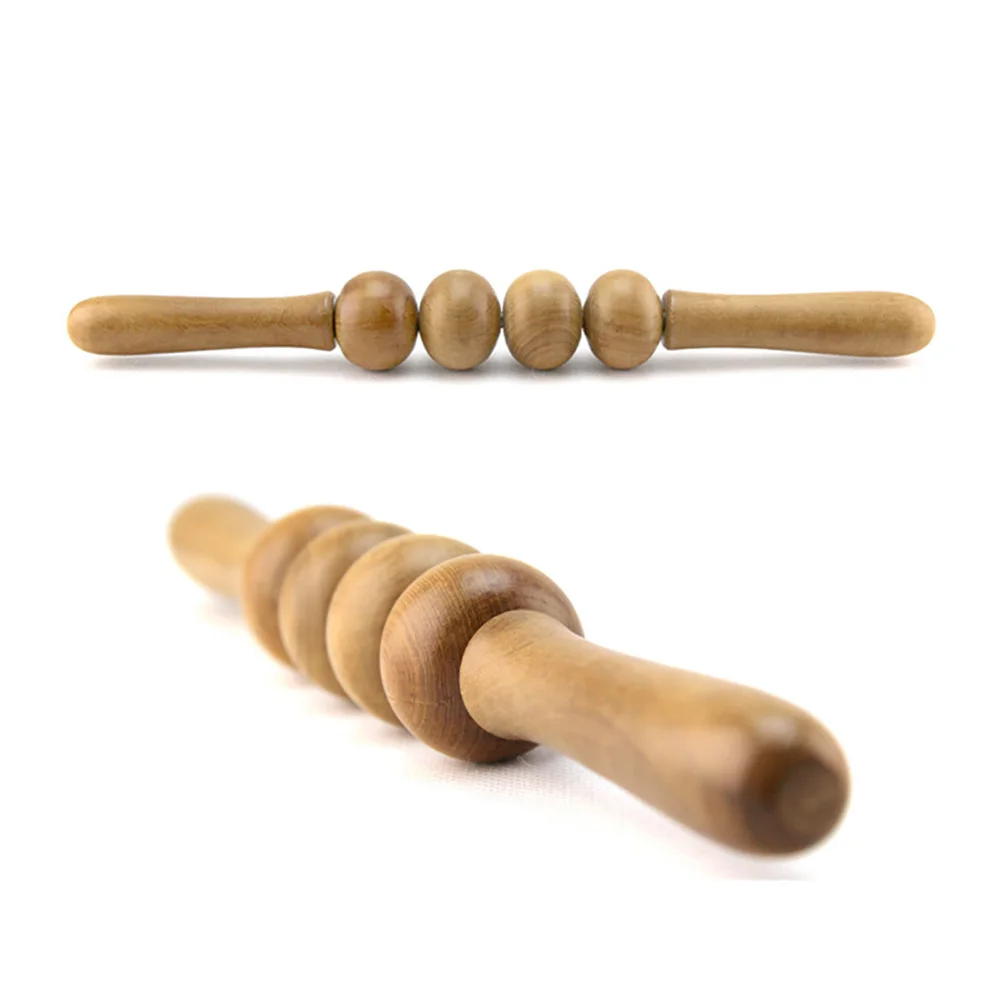 

Wooden Roller Full body Massage Stick for Neck Leg Waist Back Feet Pain Relief Muscle Relaxation Wheel