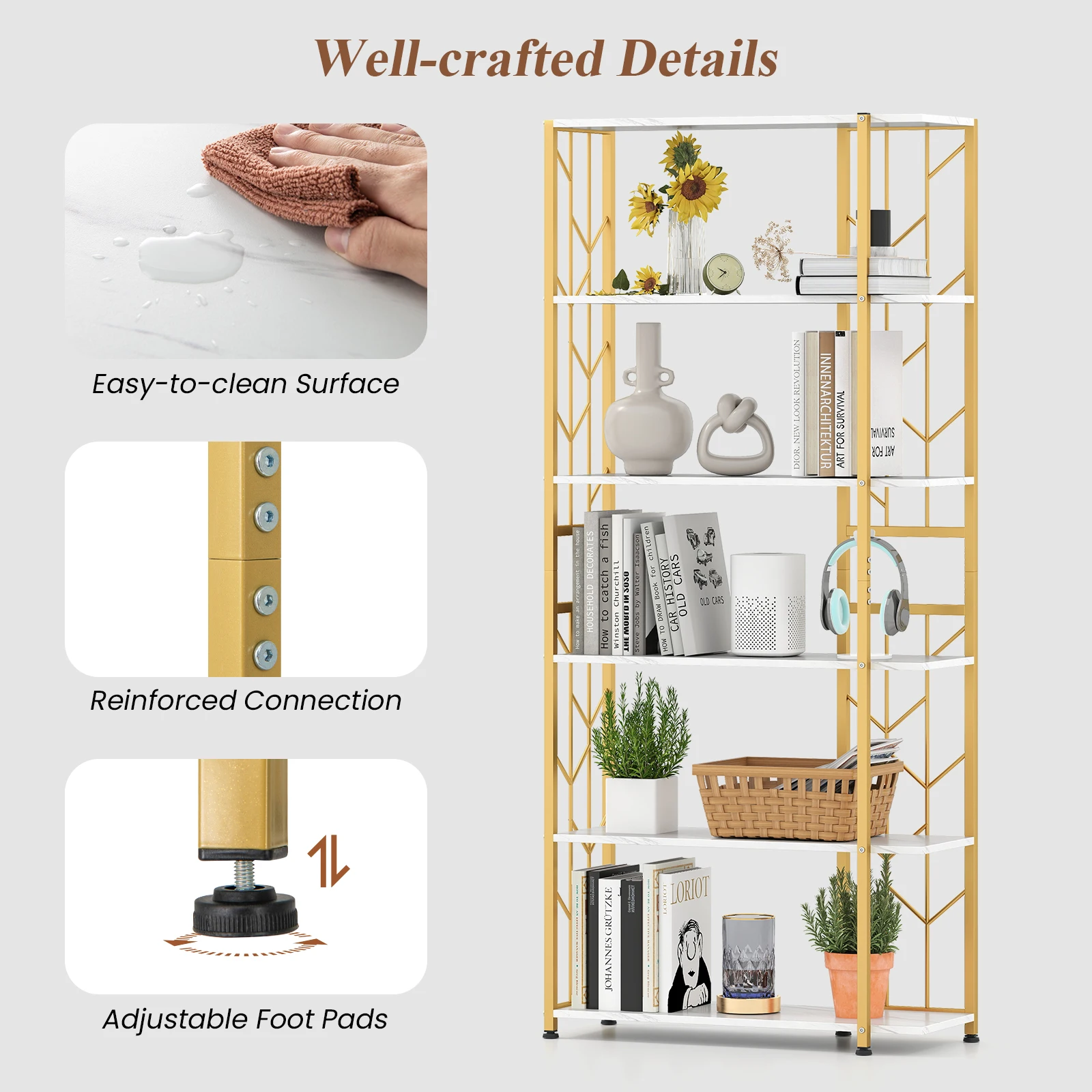 6-Tier Bookshelf w/ Heavy-duty - Bookshelf 5 Tier 评论和价格