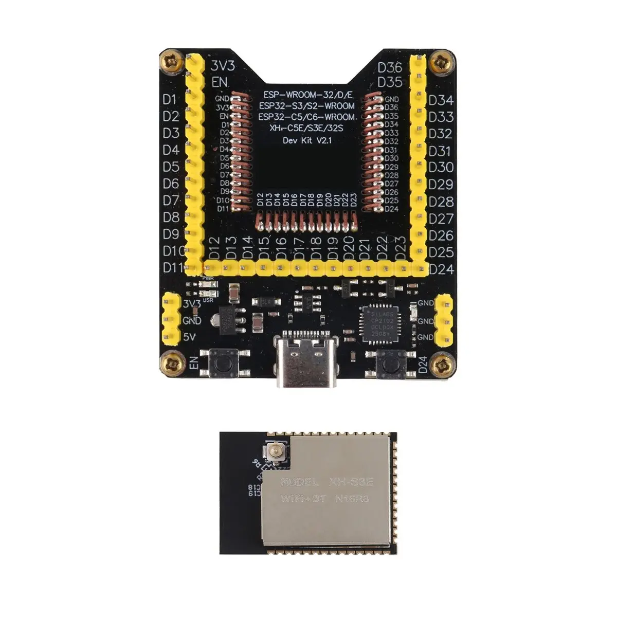 salego  Burning Fixture Testing Board with XH-S3E N16R8 Wifi Bluetooth5.0 Module Dual-Core MCU for ESP-32S -