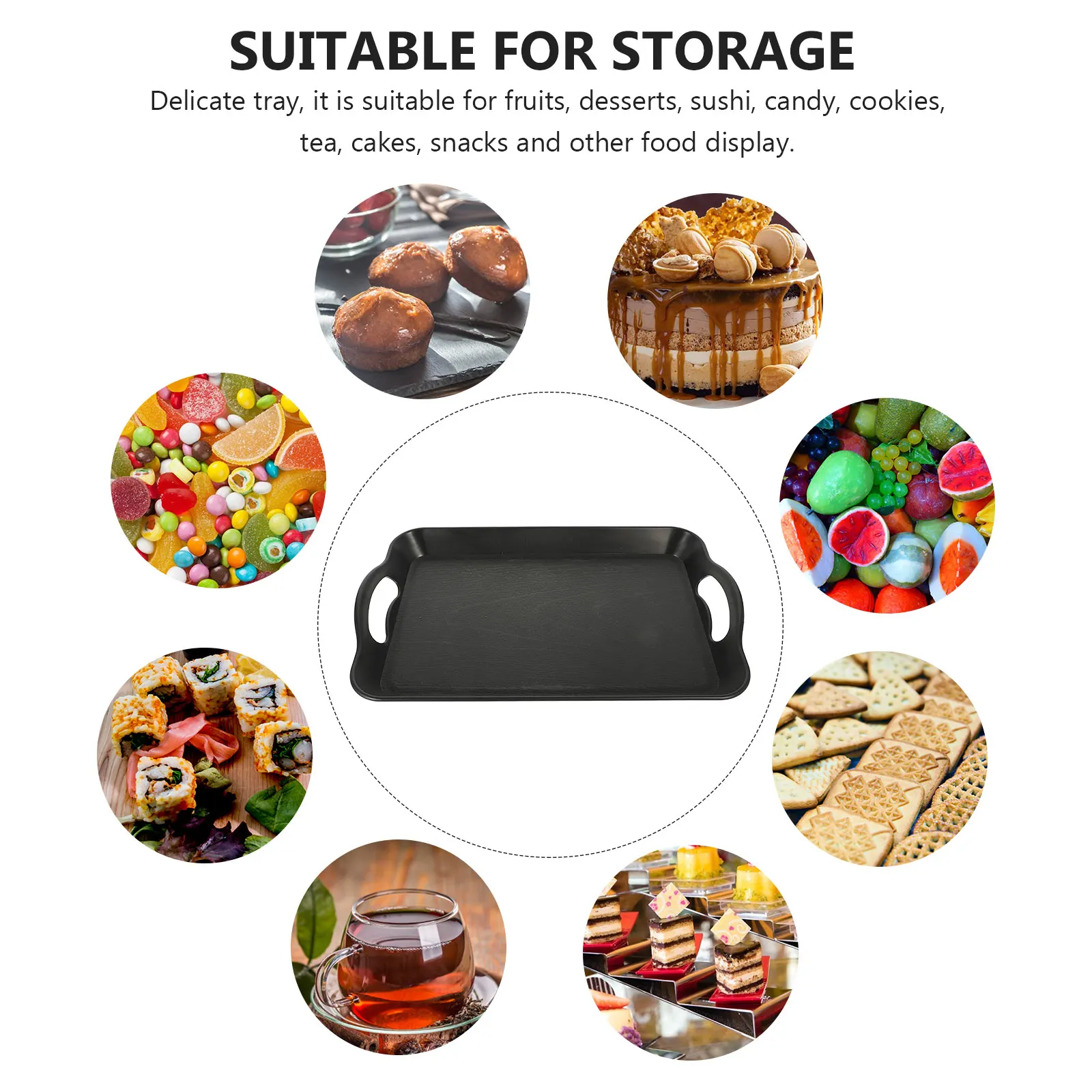 

Double Handle Serving Tray Plastic Food Dessert Holder Tea Stand Cake Display Home Hotel Restaurant Decor Serving Tray