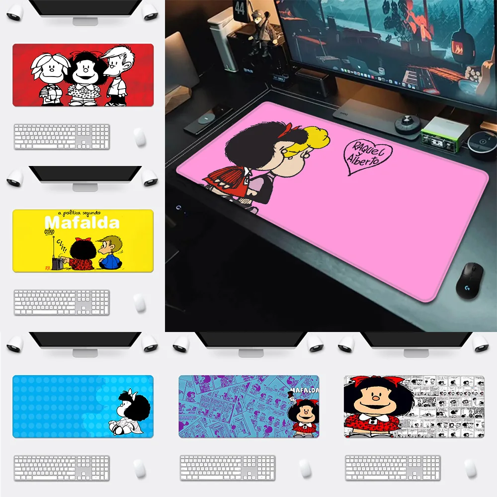 Cartoon Cute Funny Mafalda Mousepad HD Printing Computer Gamers Locking Edge Non-slip Mouse Pad XXL90x40cm Keyboard PC Desk Pad