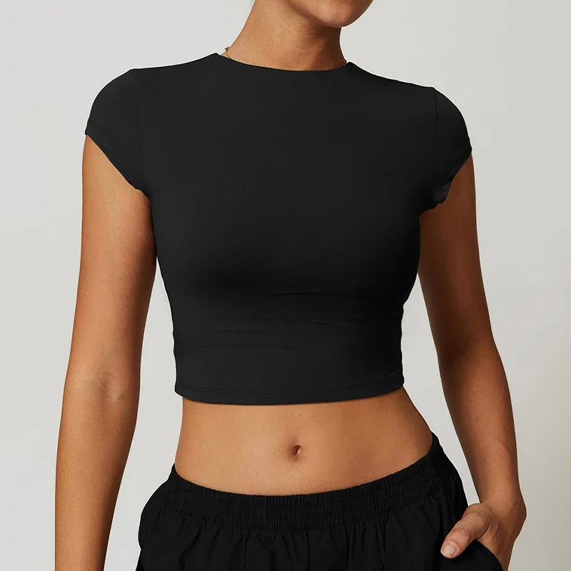 Yoga T-shirt Women Casual Sports Slim Fit Gym Top Short Sleeve Quick-Dry Yoga Clothing Fitness T-Shirt Workout Apparel 2025 New
