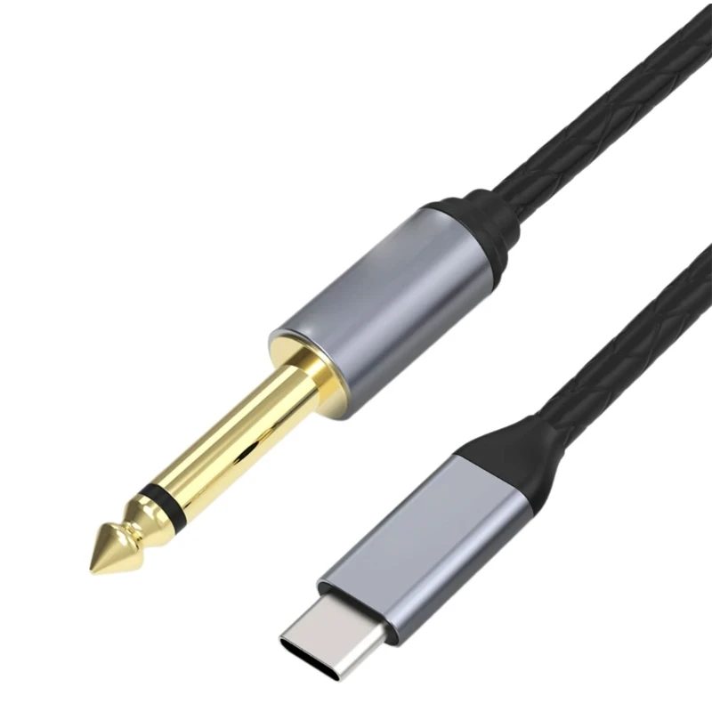 USB C Guitar Cable Guitar 1/4Inch to Computer USB C Cable Adapter for Instrument Recording Singing Braided Shielding Cable