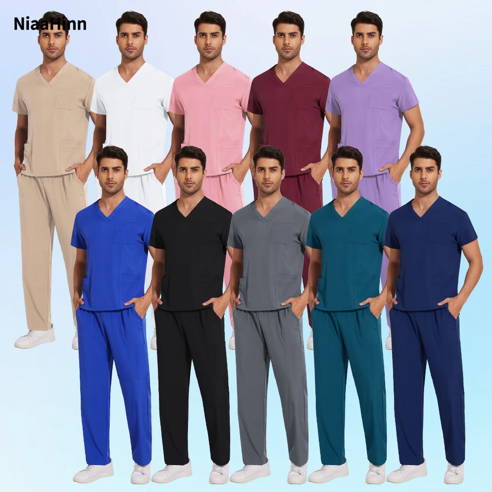 

Niaahinn Nurse Uniform Hospital Doctor Suit Men Medical Working Clothes Unisex Pharmacy Nursing Uniforms Beauty SPA Work Clothes