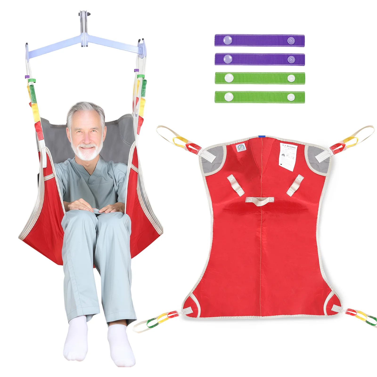 Customizable Durable Patient Fully Body Lifting Sling with Twisted Fabric, 3-Layer Padded Support for Patient Mobility