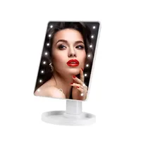 Square Vanity Lighted Makeup Mirror with Adjustable LED Lights and Organizer Stand for Cosmetic, Bedroom and Bathroom