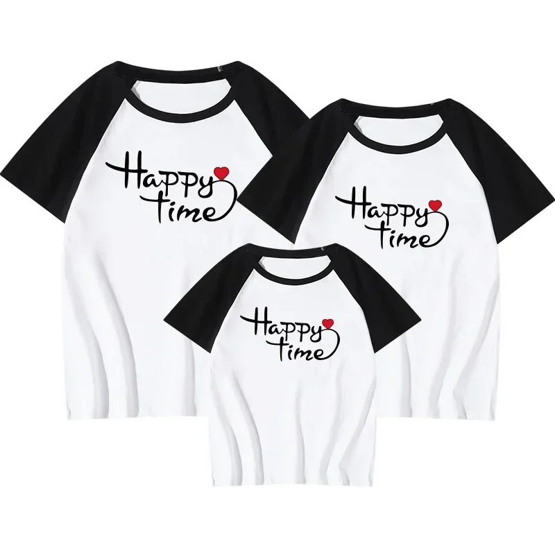 Family Matching Clothing Letters Printing Couple T Shirts Casual Cotton Soft Comfortable Short Sleeves Tops Tee Family Outfits