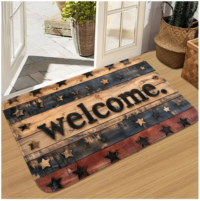 Visual 3D Anti-slip Door Mat Entryway Welcome Anti-slip Mat  Vintage Stone Texture Rug Perfect for Home and Party Decorations