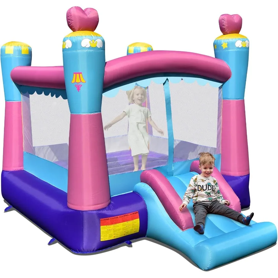 

Inflatable Bounce House 3in1 Princess Themed Jump n Slide Bouncy House for w Blower Slides Indoor Outdoor Bouncy Castle for Gif