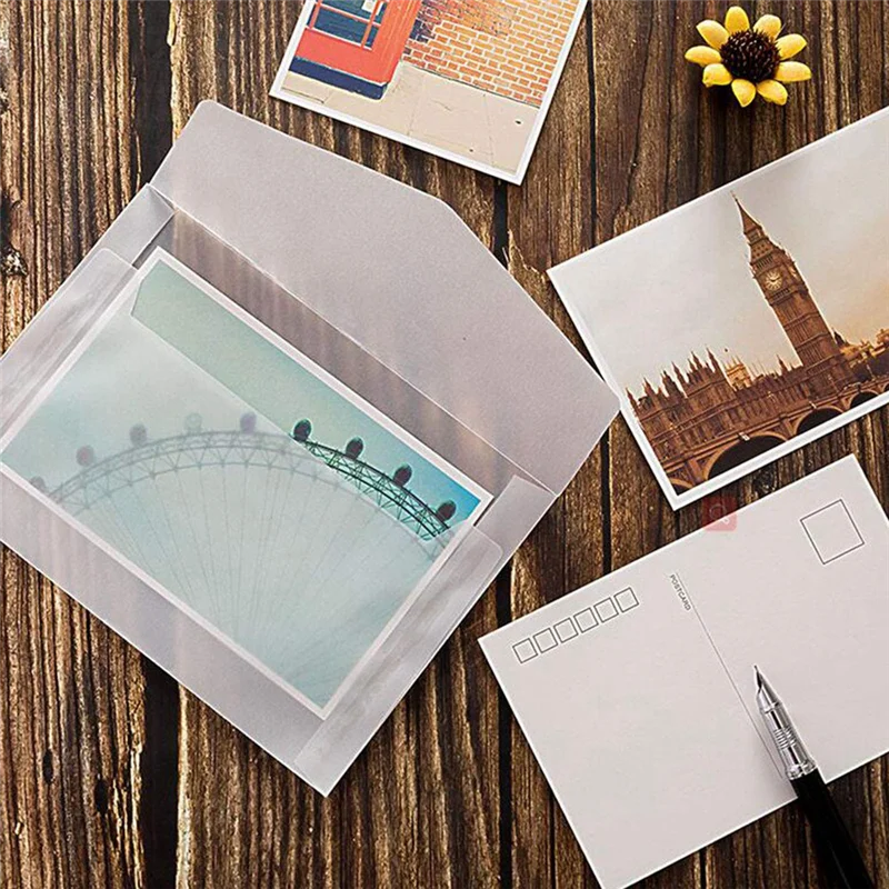 AED7-50PCS Translucent Paper Envelopes Set Letter Vintage Invitation Envelopes For Cards