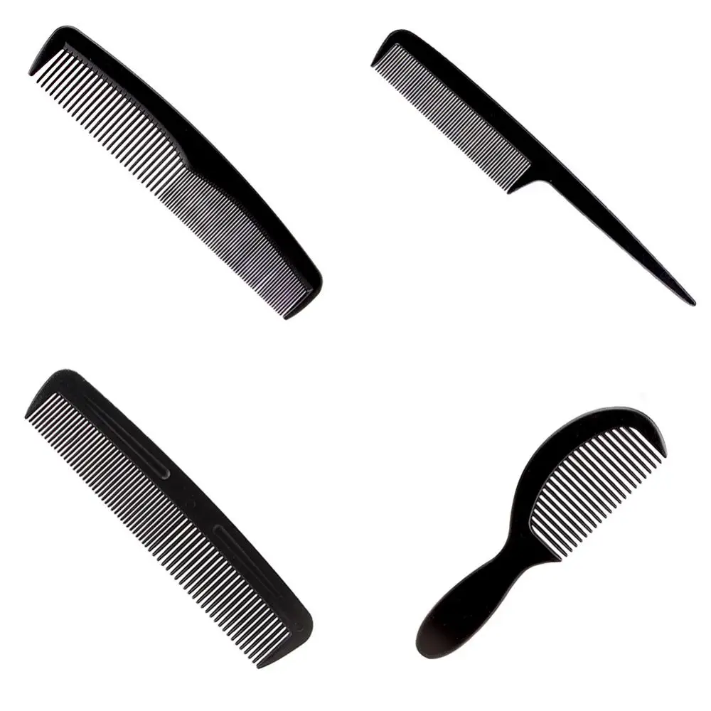 Set di 4 pettini per lo Styling dei capelli Set di pettini per parrucchieri in plastica professionale pennello per parrucchieri nero barbieri strumento antistatico per barbiere