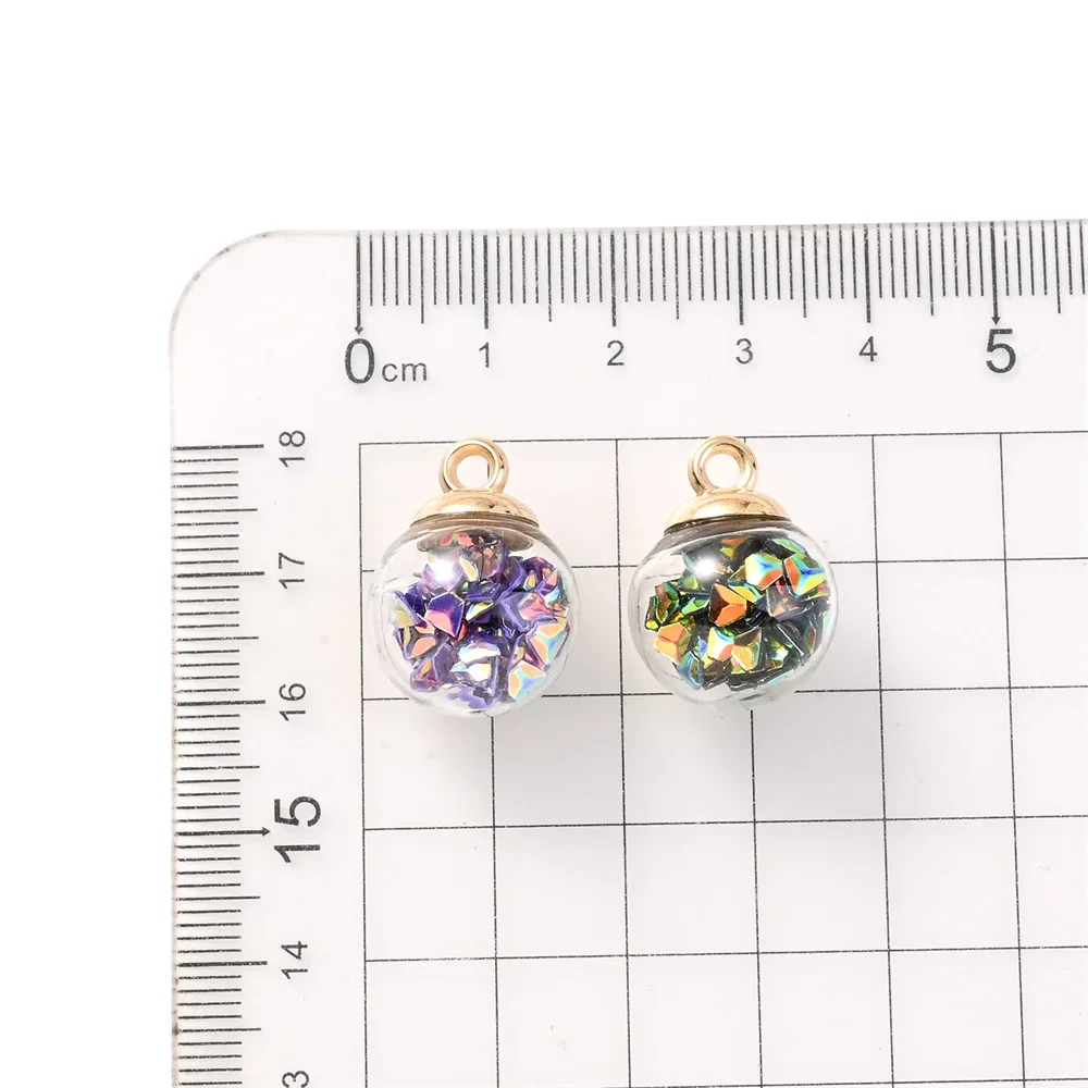 10Pcs Transparent Glass Ball with Rhinestone Beads for DIY Making