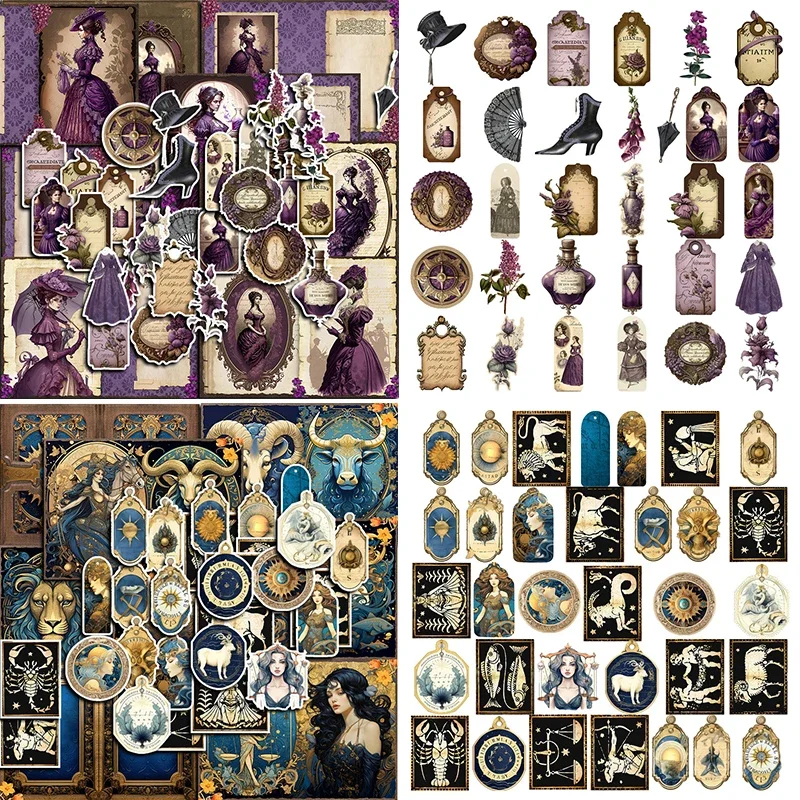 38pcs Vintage Magic Witch Tarot Stickers Aesthetic Gothic Decals Laptop Phone Suitcase Car Bike Planner Waterproof Sticker