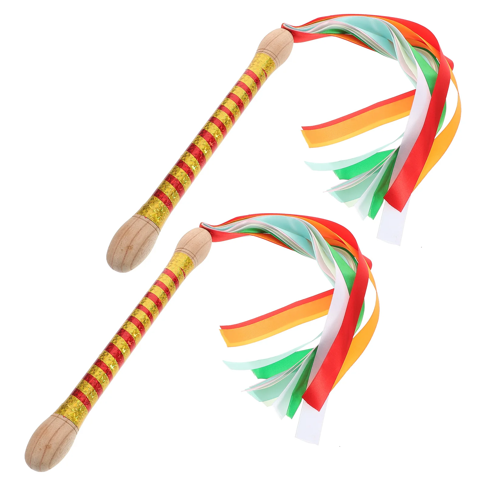 

2pcs Wooden Drumsticks Colored Streamer Durable Kids Drumming Toddler Snare Drum Sticks Children Adults Marching Performance