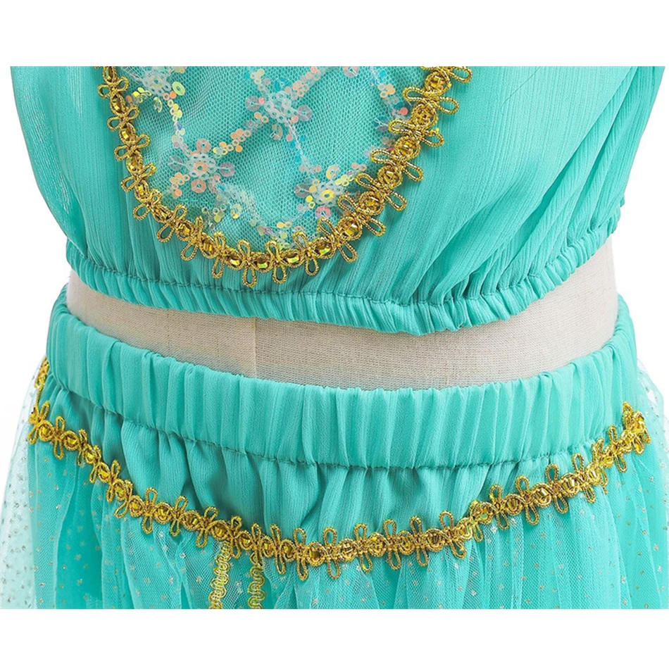 Disney Princess Jasmine Costume Girls Aladdin Role Playing Clothes Chidren Stage Performance Suit Kids Carnival Vestidos