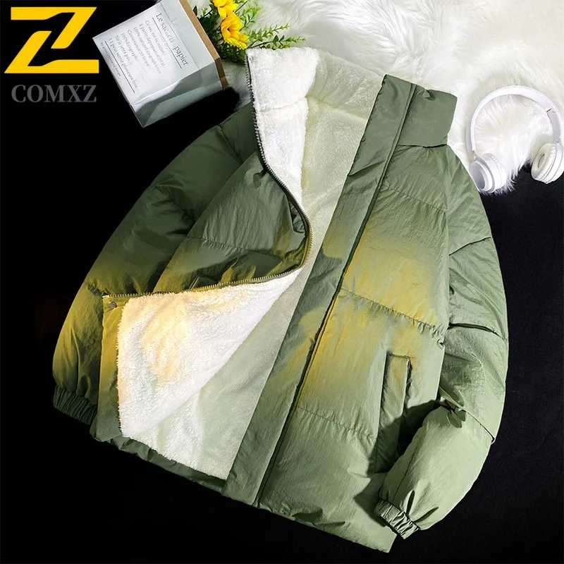 COMXZ, venta al por mayor, venta al por mayor, pareja de invierno, cuello levantado de alta calidad, forro polar de algodón y nailon, forro polar grueso de Sherpa acolchado 9001 9002