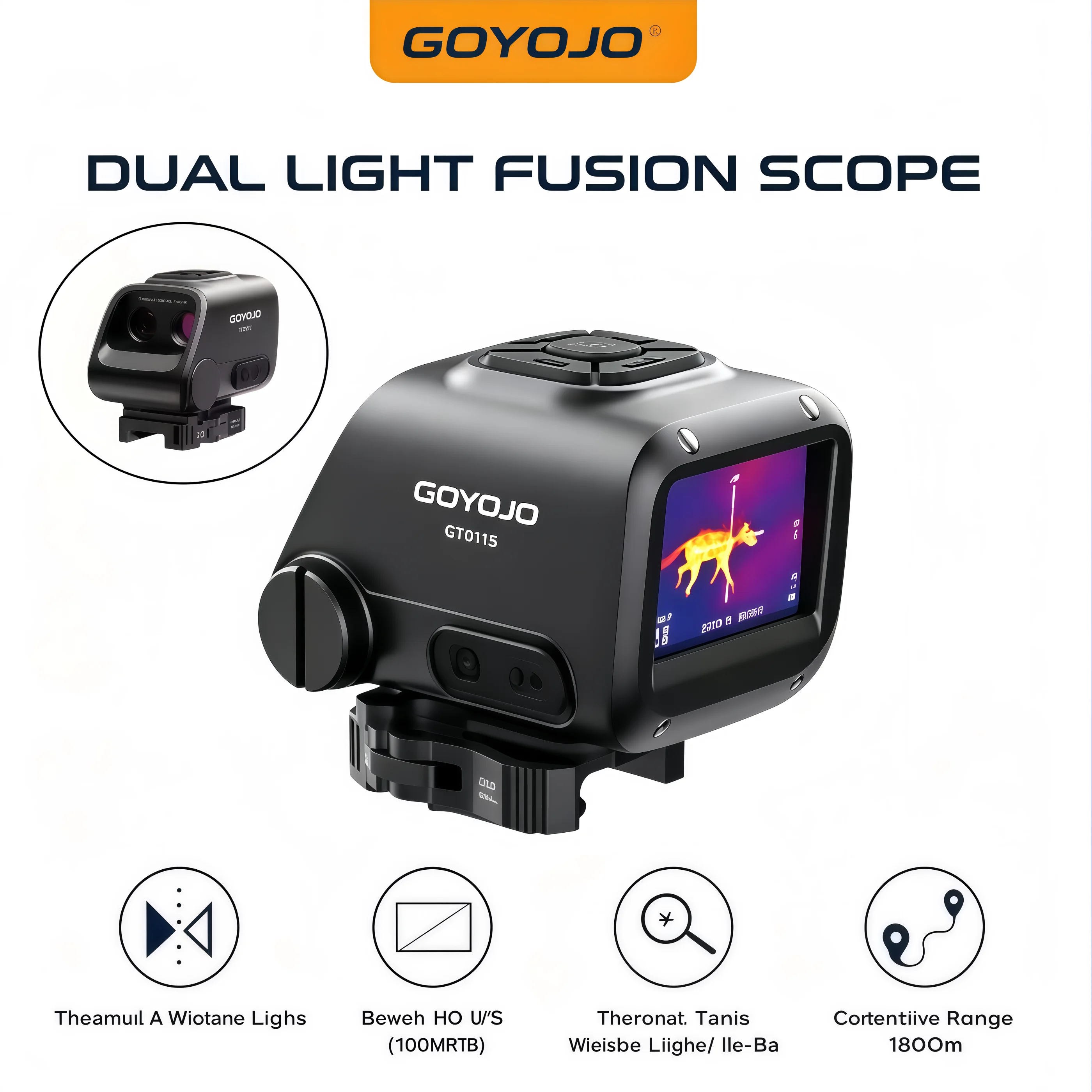 GOYOJODualLightFusionThermalScopeGTD215With256x192Detector,2"LCDScreen,IPX6Waterproof,forHuntingOutdoorCamping