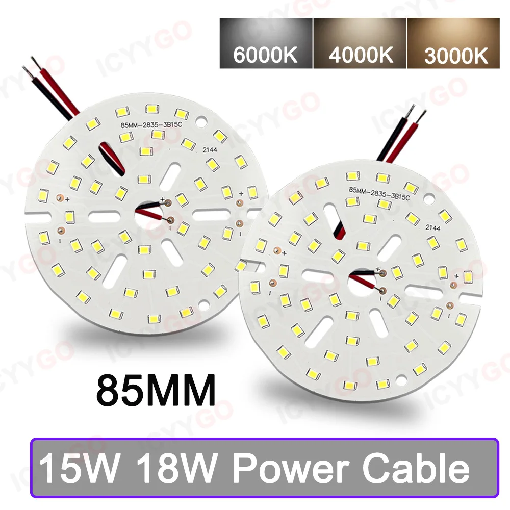 Imagem -05 - Placa de Luz Smd 2835 de 15w 18w Placa de Brilho de Lâmpada Led Placa de Luz Pcb com Led Adequada para Lâmpada Led Faça Você Mesmo 85 mm