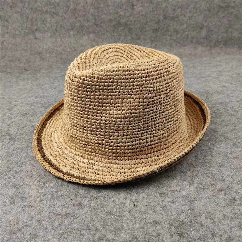 Foldable Rafia Straw Hat, Simple Solid Color Handmade Woven Cap, Large Size Women's British Style Summer Sun Hat