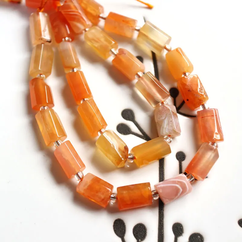 Natural Faceted Cylinder Gem Stone Beads 15