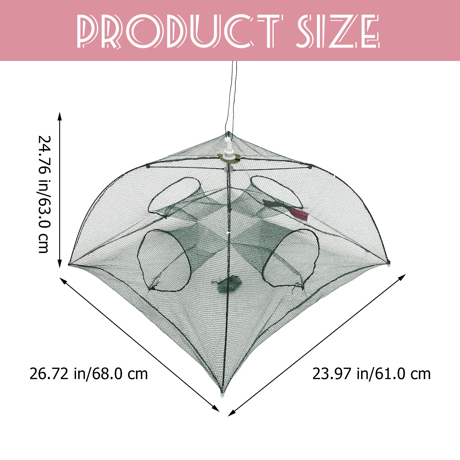 Foldable Crab Net Trap Cast Dip Cage Fishing Net for Fish Minnow Crawfish Shrimp Umbrella Design Multiple Styles (4/6 Entrance)