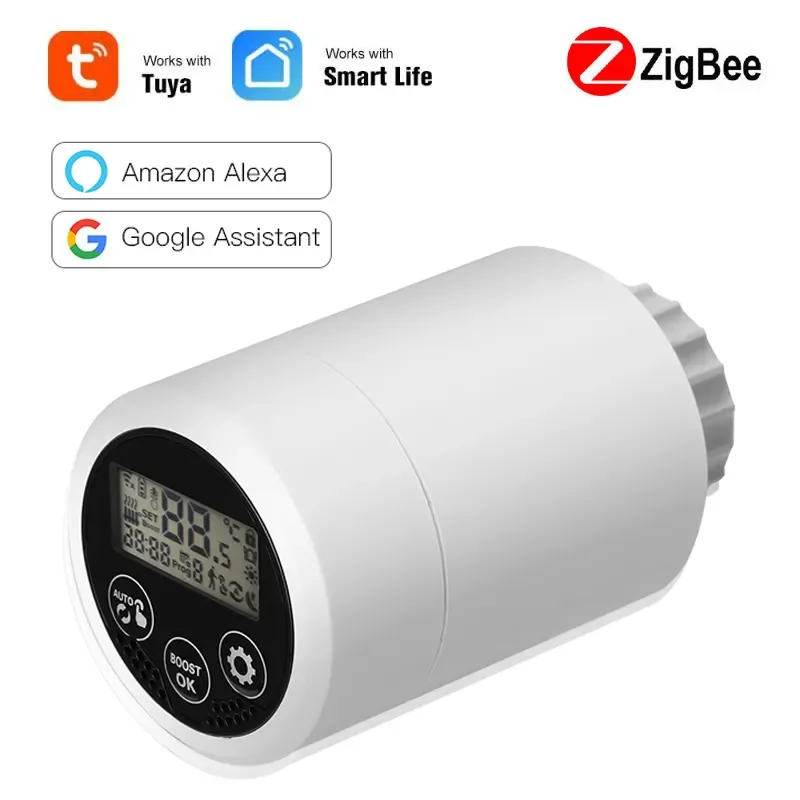 ZigBee Tuya Radiator Thermostat Smart Temperature Controller Valve Support Google Alexa voice control