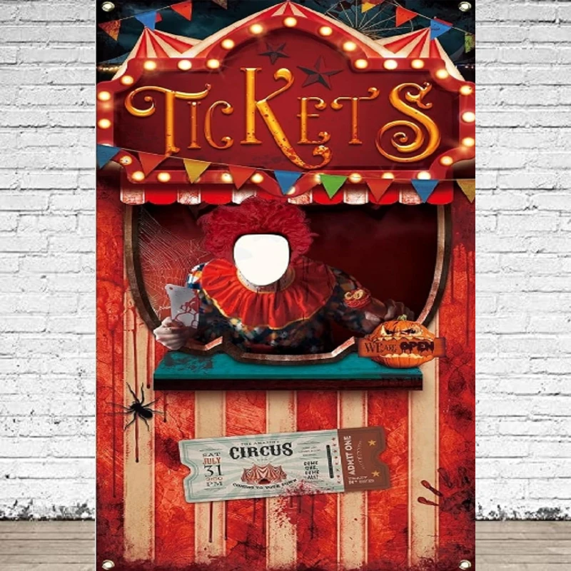 Photography Backdrop Halloween Carnival Circus Carnival Photo Door Banner Ticket Booth Face Pretend To Play Game Background