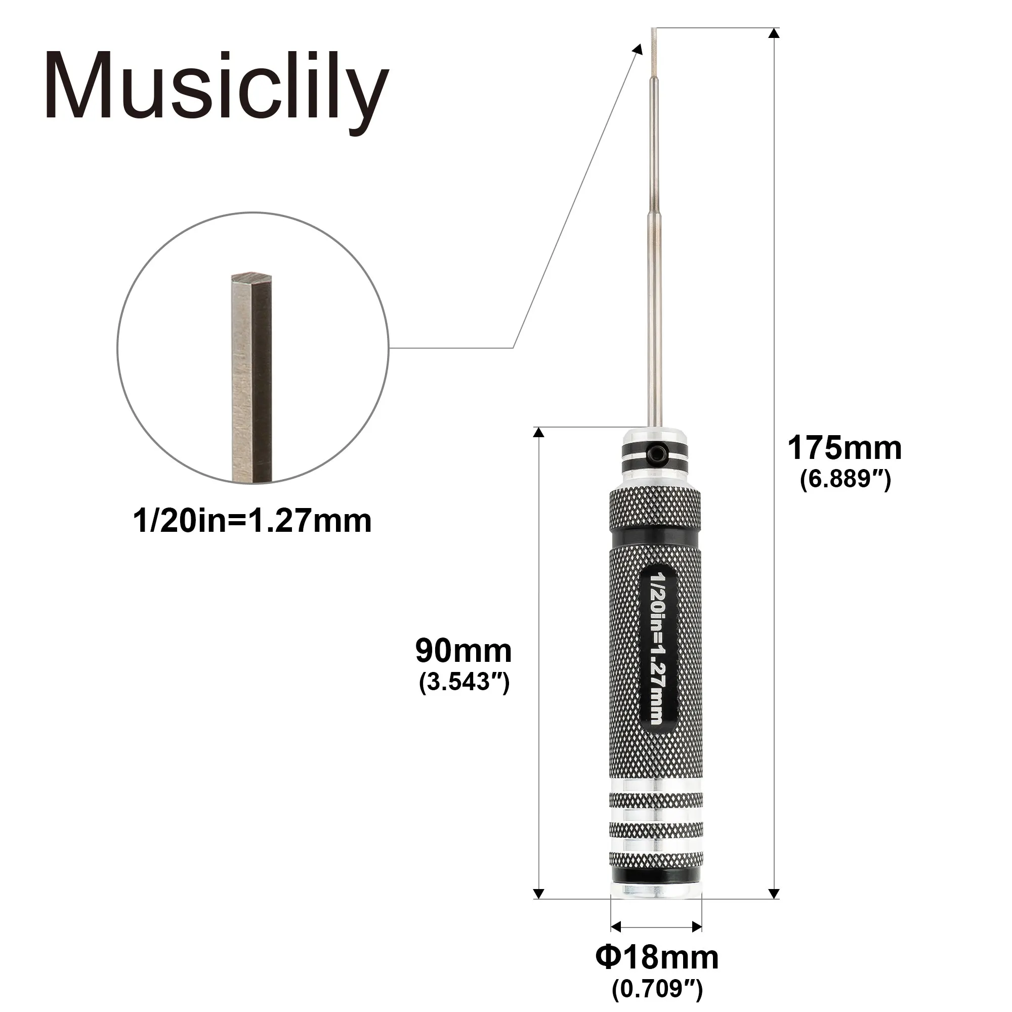 Musiclily Pro High Speed Steel Hex Screwdriver Hex Key Wrench for Guitar Bass Bridge Saddles or Knobs Adjustment
