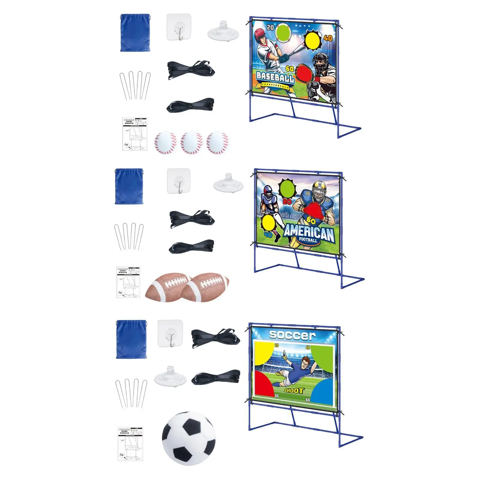 Football Toss Game Set with Storage Bag Supplies with Ground Stakes Target Games for Indoor Backyard Girls Family Fun Play Party