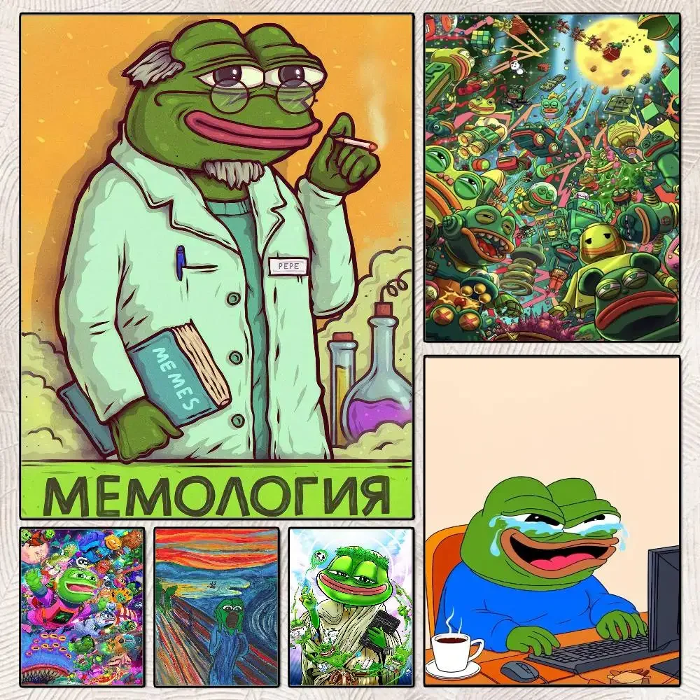ملصق Pepe The Frog عالي الدقة ذاتي اللصق مقاوم للماء مثالي لتزيين غرفة المعيشة وغرفة النوم
