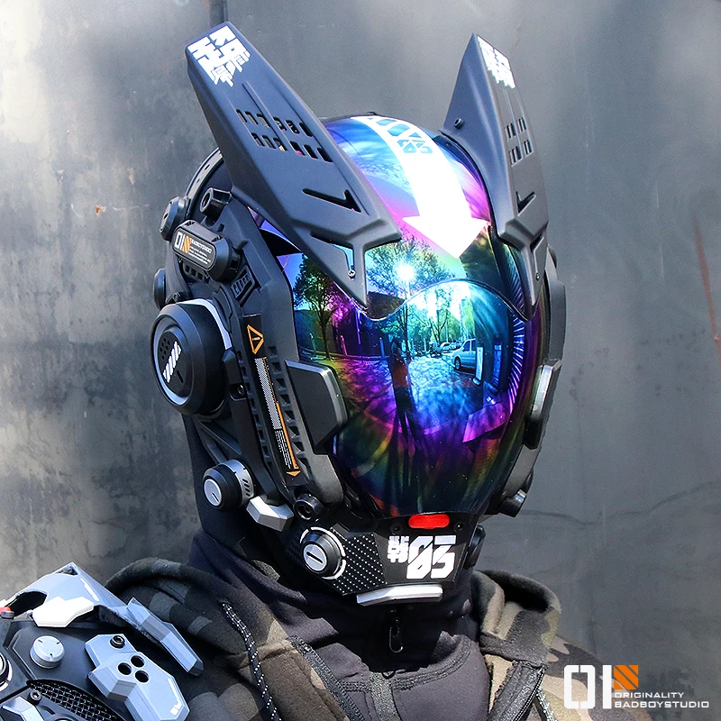 New Product Cyber Punk Face Mask Helmet Cosplay Kamen Rider Helmets Unisex Army Mechanical Mask Halloween Music Festival Helmet