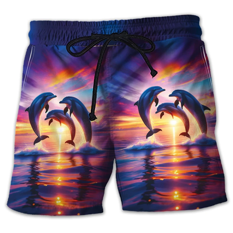 Mammals Sea Dolphin 3D Printed Short Pants For Men Clothes Hawaiian Surfing Beach Shorts Animal Porpoise Trunks Cartoon Trousers