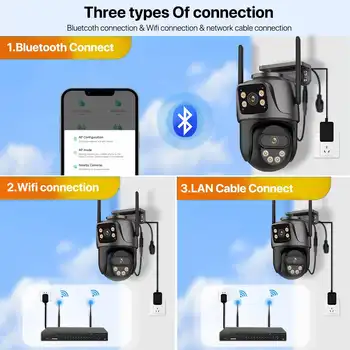 iCsee 三螢幕 WIFI IP 相機 戶外 4K 雙鏡頭 PTZ 相機 AI 人形偵測 IP66 防水 CCTV 視訊安防攝影機 8 最佳銷售 雙鏡頭 - №4