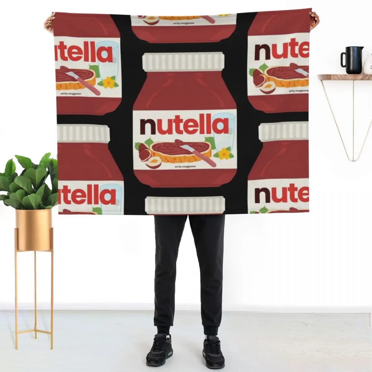

Nutella - Jar Chocolate Hezelnut Cocoa Spread Throw Blanket Color Fast Cozy Throw Blanket