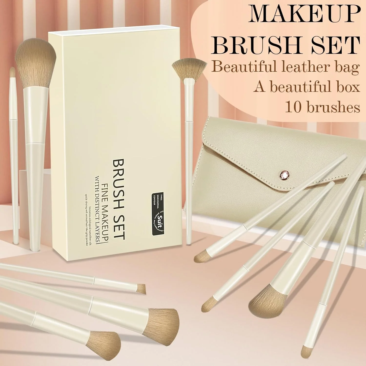 10PCS Makeup Brushes Set Soft Professional Foundation Concealer Eyeshadow Highlighter Contour Blending Face Powder Blush Eyebrow