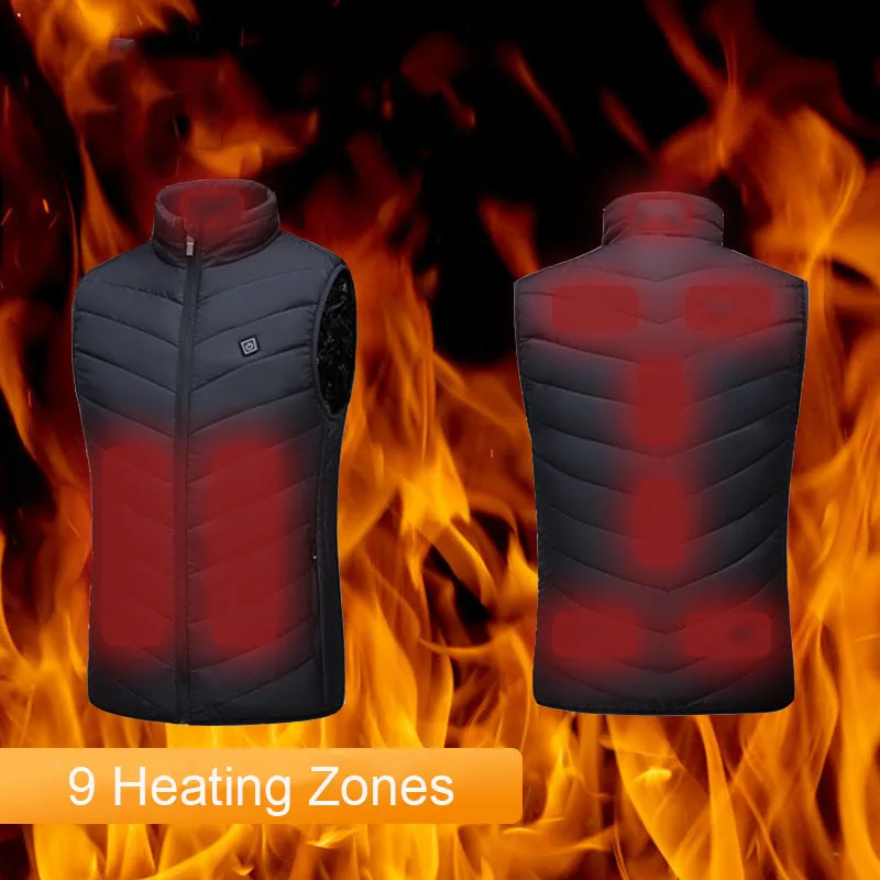 

Men Self Heating Vest Women Winter Warm Outdoor USB Charging Electric Heating Jacket 9 Heated Zones(Battery Not Included) 8 Hour