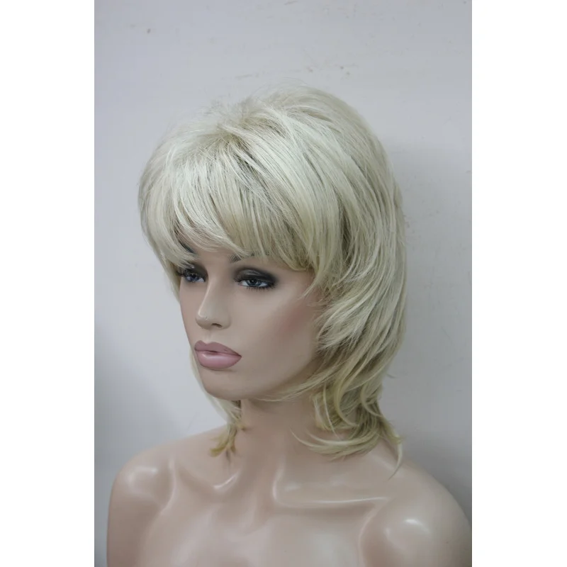 

Elegant Charming Fluffy Layer Blinde Mix Medium Length Wavy Women's Full Wig