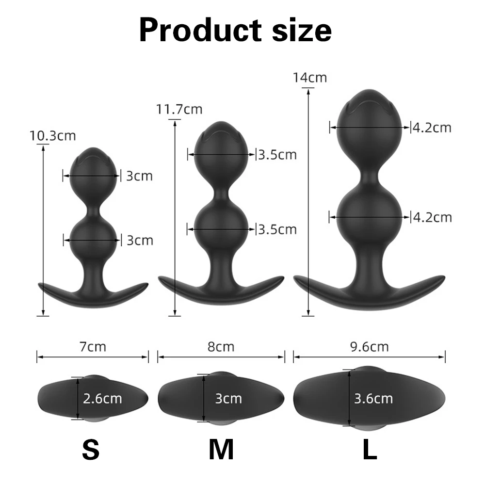 S/M/L Silicone Vagina Anus Dilator Anal Beads Butt Plug with Metal Ball Adult Products Sex Toys for Men Women Gay Sextoys - view 6