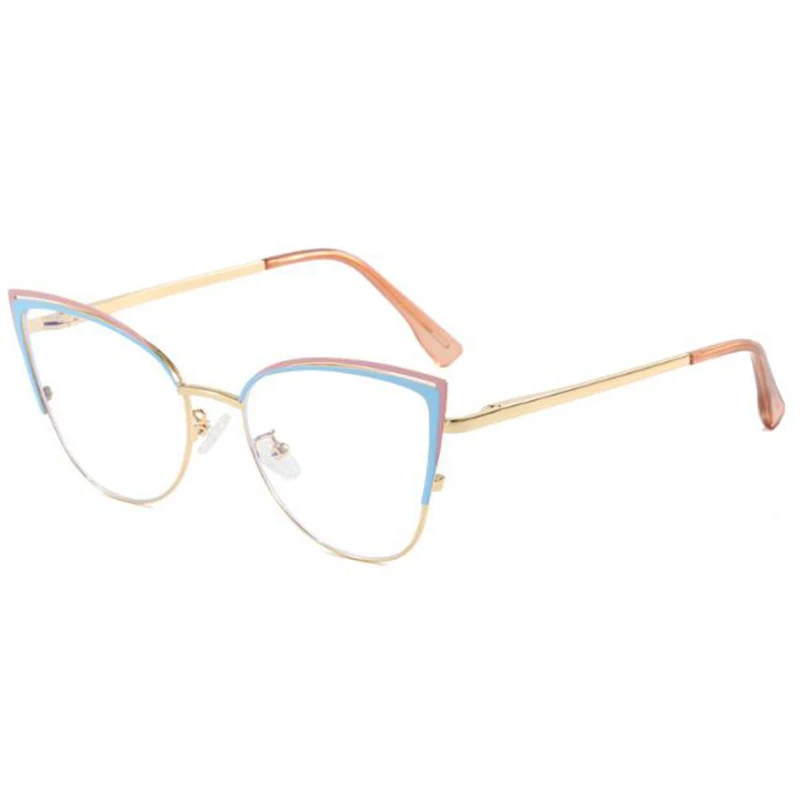 Okulary korekcyjne vintage metalowe do czytania blokujące niebieskie światło, okulary dla osób z prezbiopią, kocie oczy, możliwość personalizacji recepty.