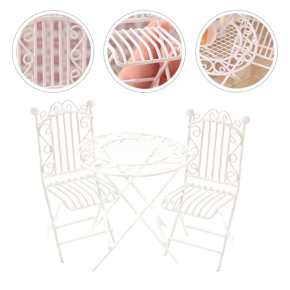 Dining Table Simulation and Chair Decor Outdoors Furniture Iron Mini House Adornments