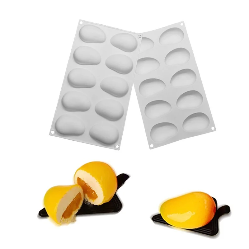 10 Cavity Mango Silicone Cake Baking Mold for Mousse Chocolate Chiffon Cheese Ice Cream Dessert Bakeware Pan Decorating Tools