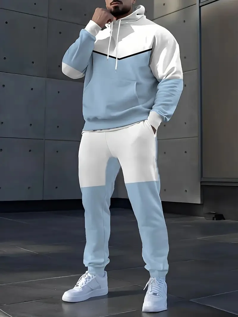 

The new men's set for Spring and Autumn 2025 features a casual fashionable comfortable and soft 3D striped pattern print