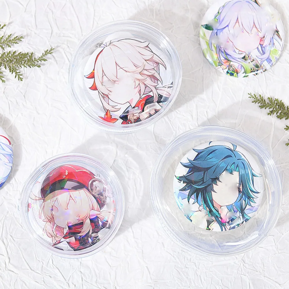 

Badge Display Anime Badge Display Bag with Keyring Protection Case Round Badge Storage Pouch PVC Transparent Clear Outdoor Bag