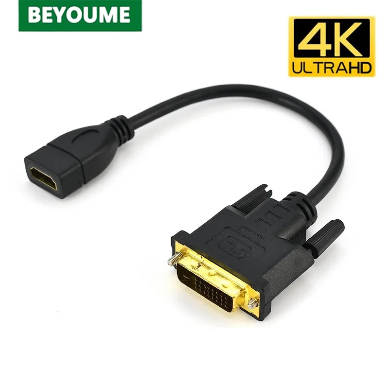 4K DVI to HDMI-Compatible Adapter Bi-directional DVI D 24+1 Male to HD Female Cable Connector Converter for Projector Monitor