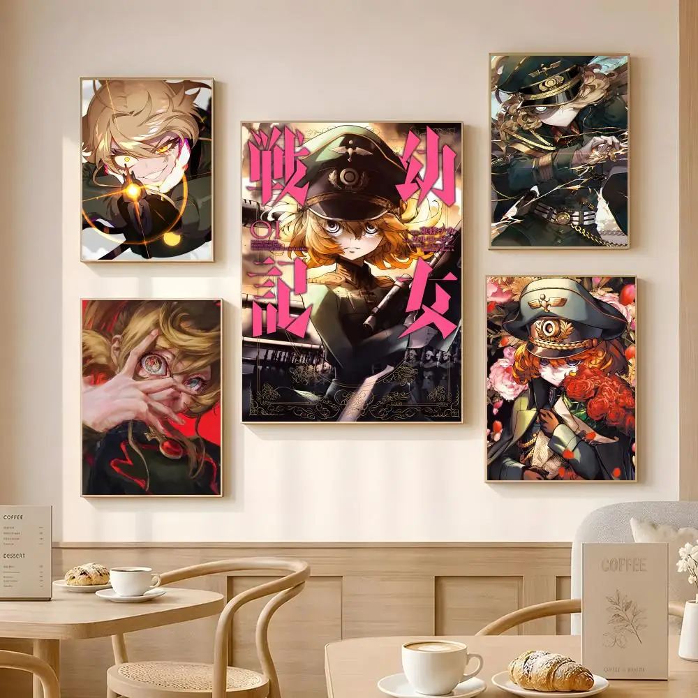 Anime The Saga of Tanya the Evil Poster Poster Self-adhesive Art Waterproof Paper Sticker Coffee House Bar Room Wall Decor