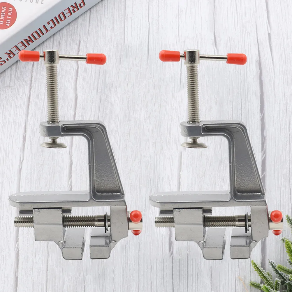 2Pcs Lightweight Mini Flat Table Vise High Rigidity Steel Screws Handle for Wood Plastic Light Metalworking Carving Milling Vise