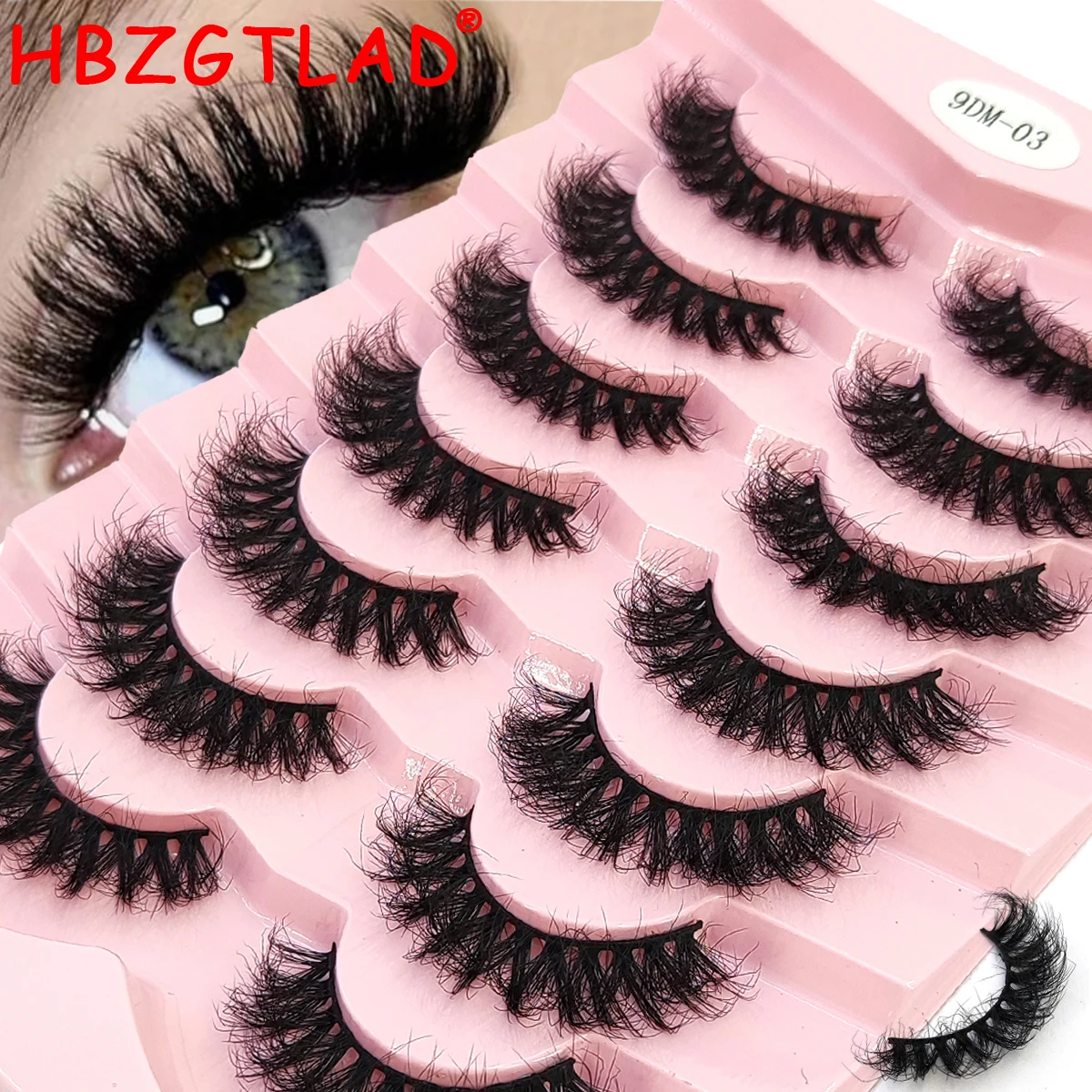 HBZGTLAD 7 Paar Natürliche Künstliche Wimpern DD Lockige Russische Wimpern 3D Künstliche Nerzwimpern Wiederverwendbar Flauschige Russische Wimpern
