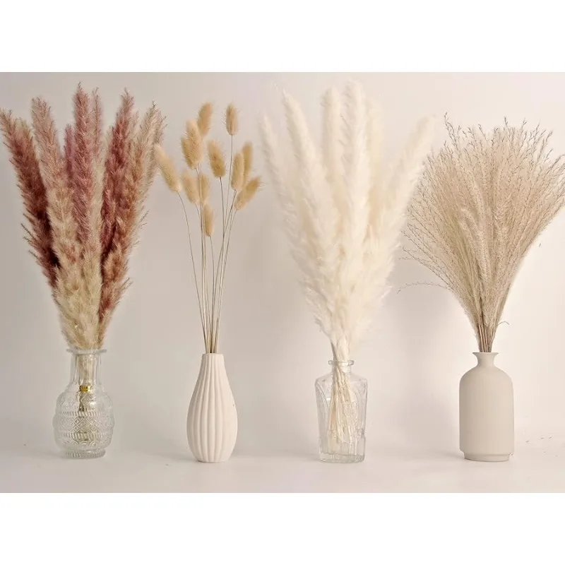 

65PCS Pampas Grass Decor, Including pompas Floral, Reed Dried Grass and Bunny Tails Dried Flowers, Natural Dried Pampas Grass Bo